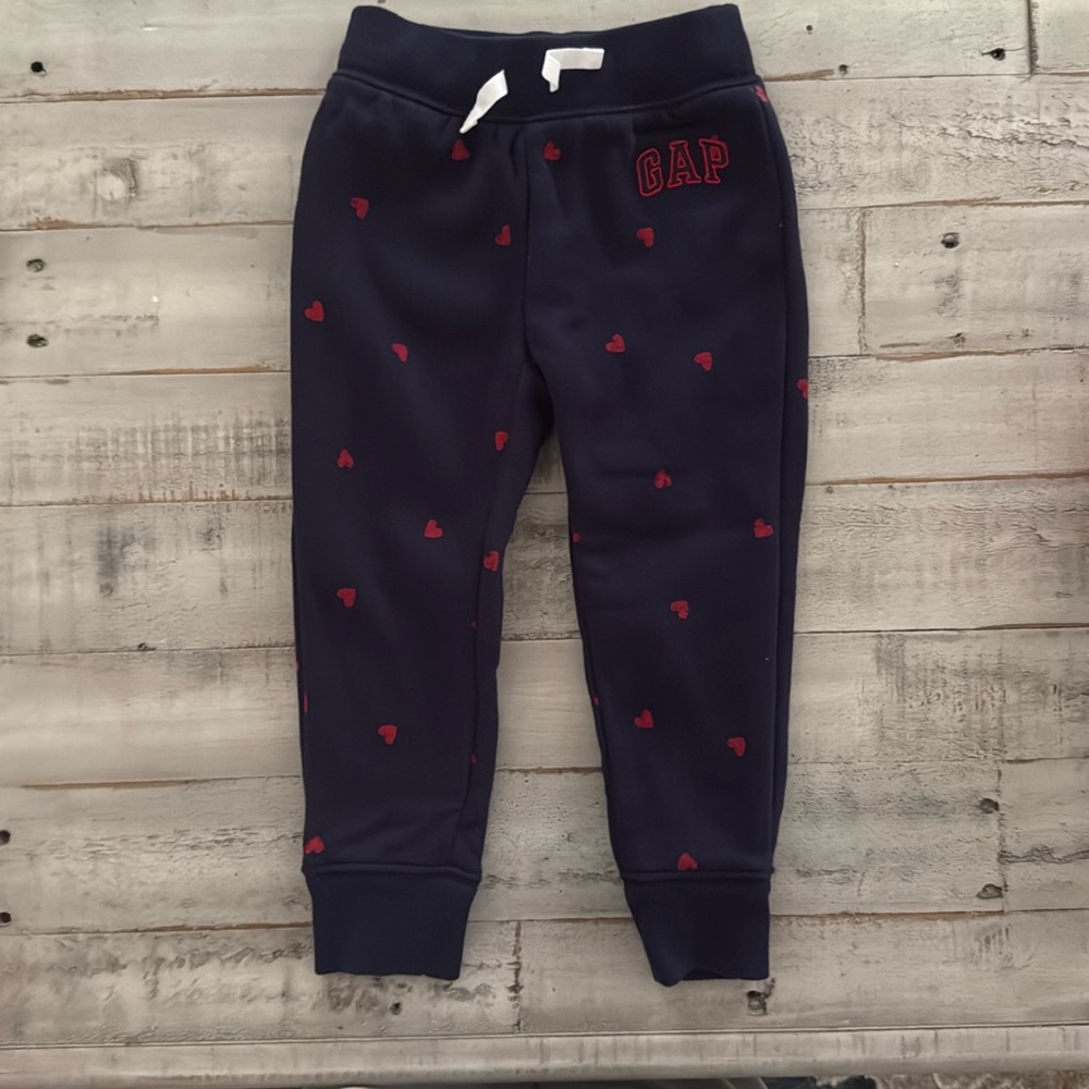 GAP Kids Dark Blue Joggers with Red Heart Design